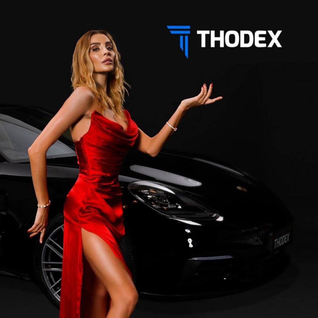 A Thodex ad featuring Özge Ulusoy