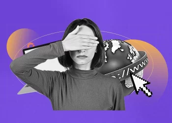 A user scrolling through low-quality AI-generated content on a smartphone, looking disengaged.