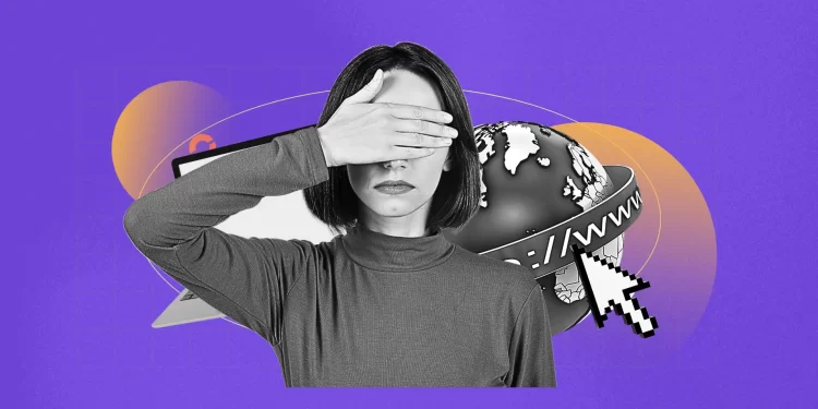 A user scrolling through low-quality AI-generated content on a smartphone, looking disengaged.