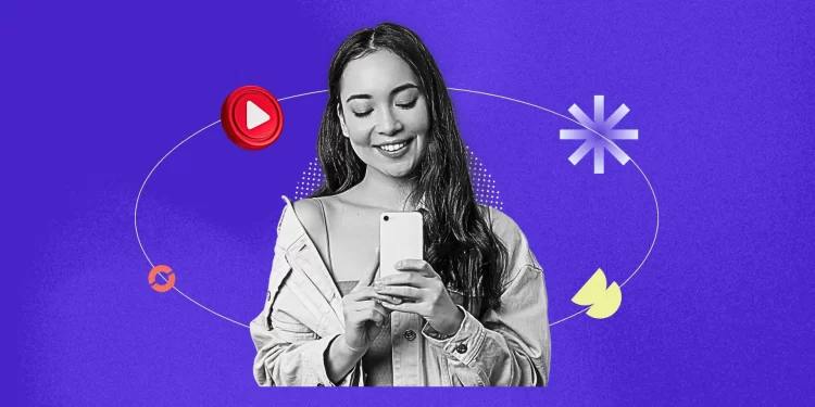 Creator in summer outfit recording YouTube Shorts near a beach with Squid Game-inspired elements in the background.