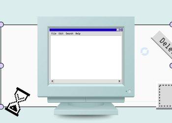 A faded computer screen with a retro browser open and static noise overlay.