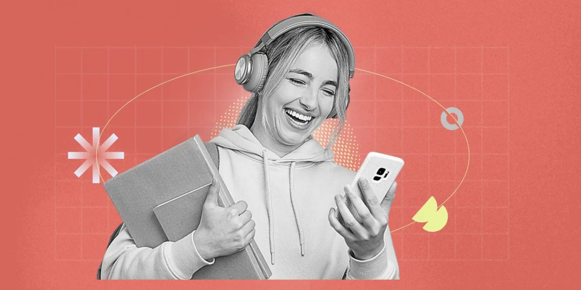 A fall-themed influencer post showing a cozy indoor setup with warm lighting, books, and a hot drink.