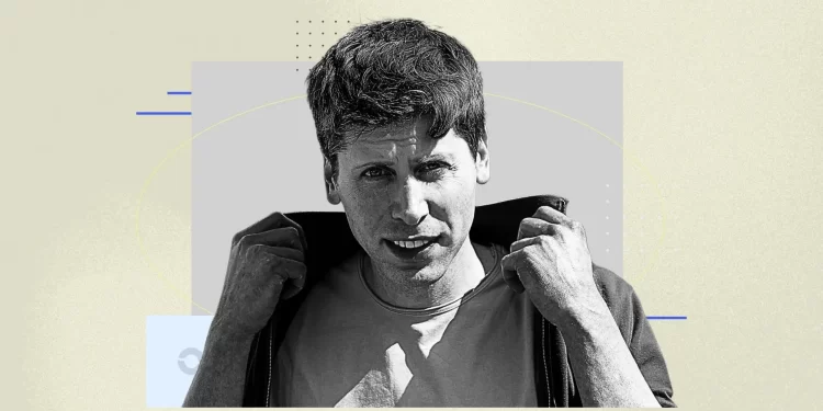 A massive AI data center lit at night, with cooling towers and glowing server halls under a cloudy sky.