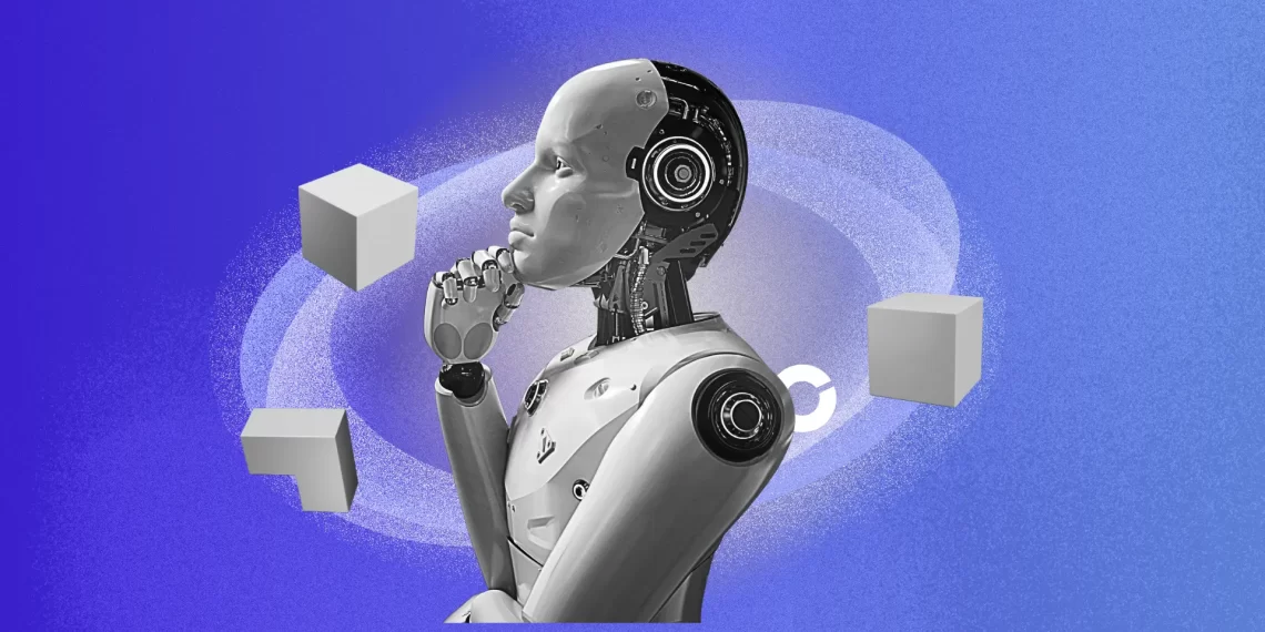 Illustration of AI-generated content flooding digital platforms, representing collapse of original thought.