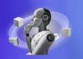 Illustration of AI-generated content flooding digital platforms, representing collapse of original thought.