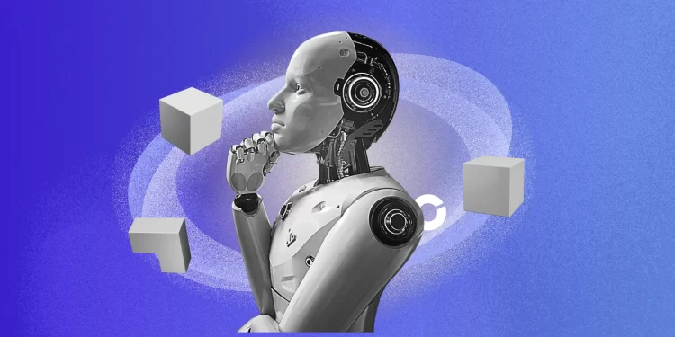 Illustration of AI-generated content flooding digital platforms, representing collapse of original thought.