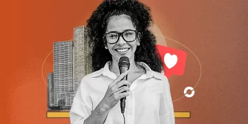 Influencer speaking into a ring light as a trusted news source in 2025