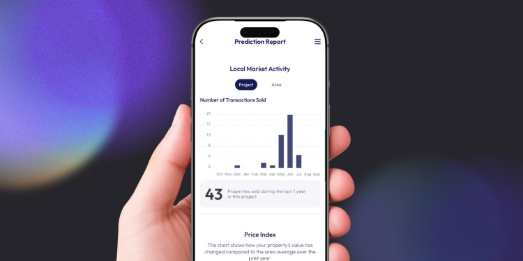 Dubai skyline with digital data overlays representing AI-powered real estate analysis