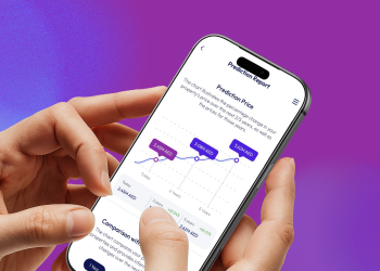 A homeowner using an AI app for interior design and property valuation