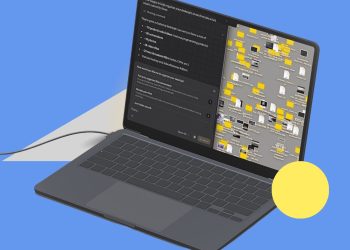 Illustration of an AI agent managing local files outside a browser window
