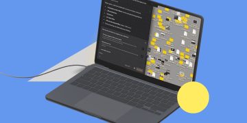 Illustration of an AI agent managing local files outside a browser window